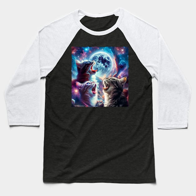 Whisker Wonders Embrace the Extraterrestrial with Cat UFO Fashion Baseball T-Shirt by Smoking Robot